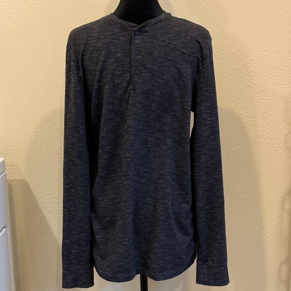 Marc Anthony Henley Long Sleeve Pullover Men's Size Medium Slim Fit Charcoal